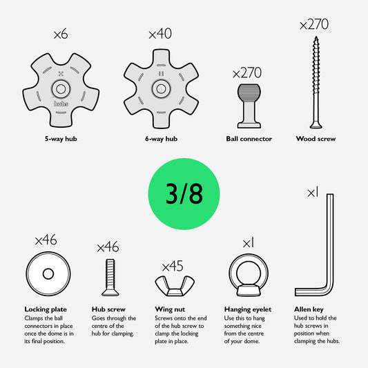 3v Geodesic Dome Hub Kit - 3/8th - Beta